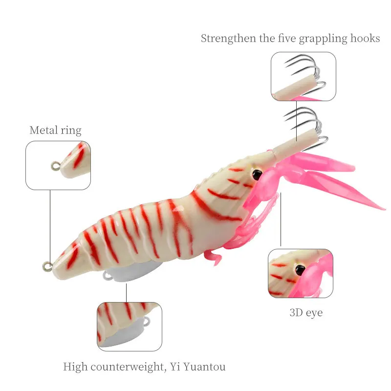 Como cebo duro que brilla, anzuelo para camarones, coronas realistas, 42g, sonido de ruido, plantillas de calamar, juego de Señuelos de Pesca de Mar, sepia Artificial, pulpo - imagen 5