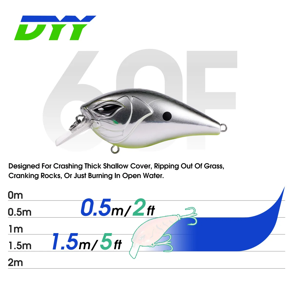 DYY 60mm 12g poco profundo Squarebill Crankbaits Minnow señuelo de pesca flotante Wobbler cebo duro Artificial para lubina señuelo de pesca de trucha - imagen 4