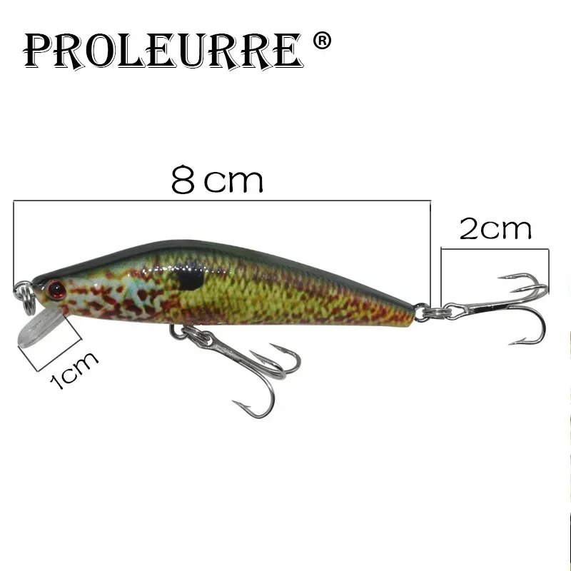 Señuelo de pesca Minnow, Wobblers flotantes de plástico, 8cm, 8,2g, cebo duro Artificial para lubina, Crankbait Swimbait, aparejos de pesca, 1 ud. - imagen 3