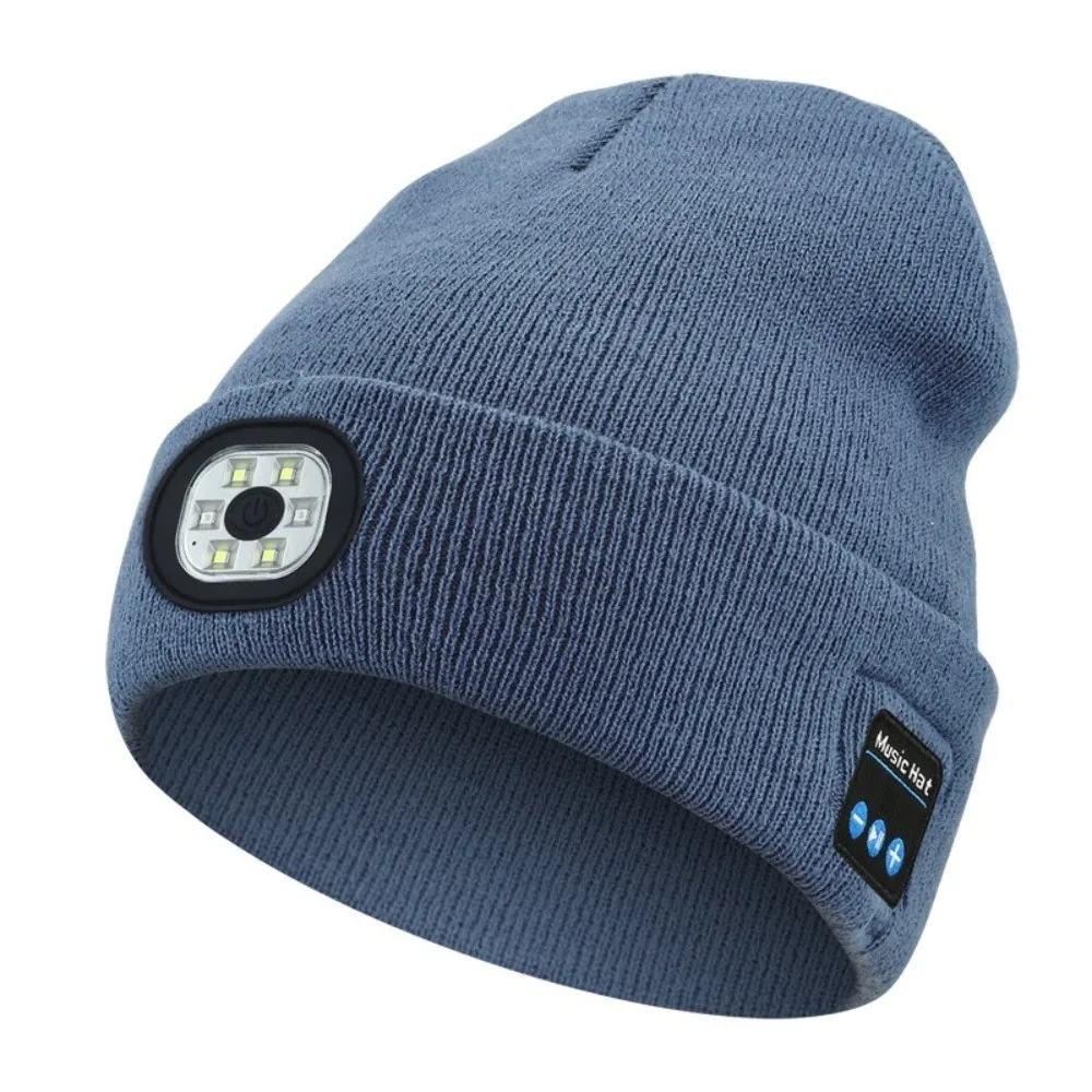 Único con luz Bluetooth gorro auriculares altavoz micrófono faro gorra extraíble recargable luz LED gorra pesca - imagen 5