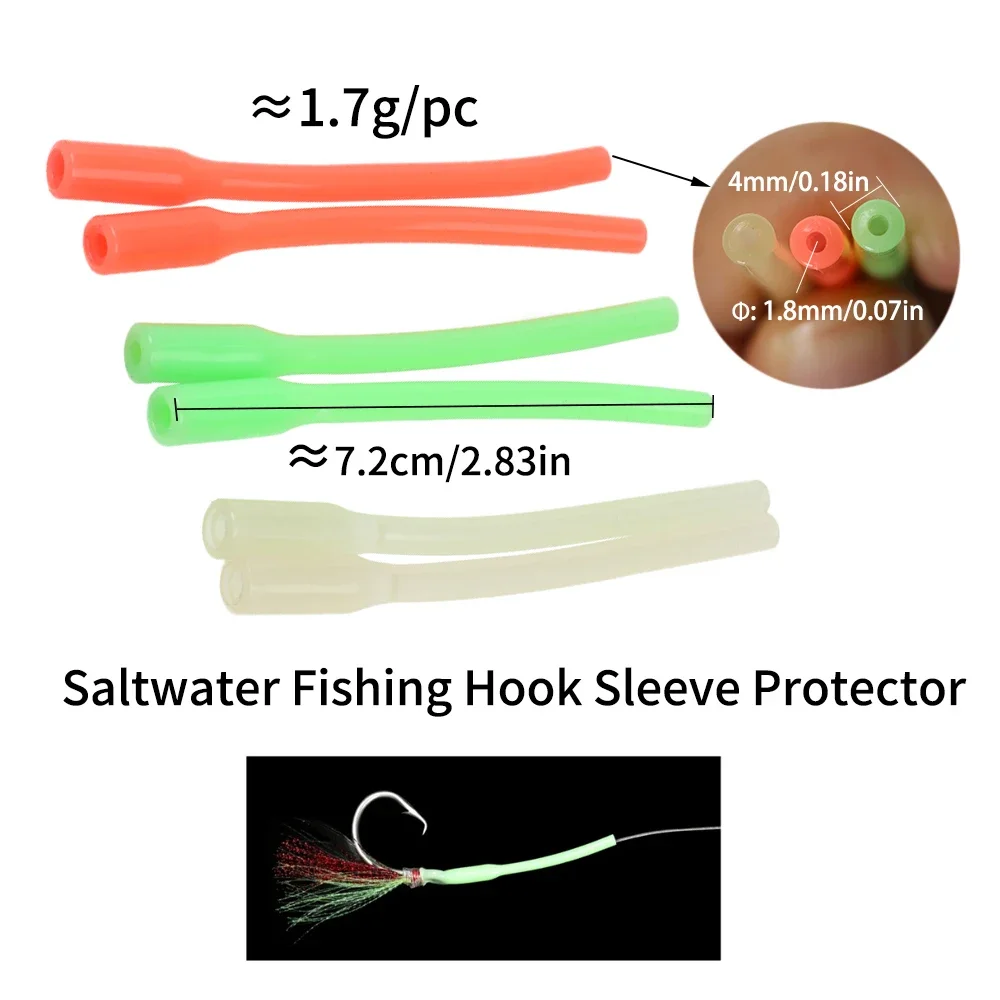 Ellllv-tubo Protector de anzuelo grueso, Accesorio luminoso de 7,2 cm/2,83 pulgadas, manga suave para pesca en agua salada, aparejo brillante, Terminal de tubo, 3 colores - imagen 4