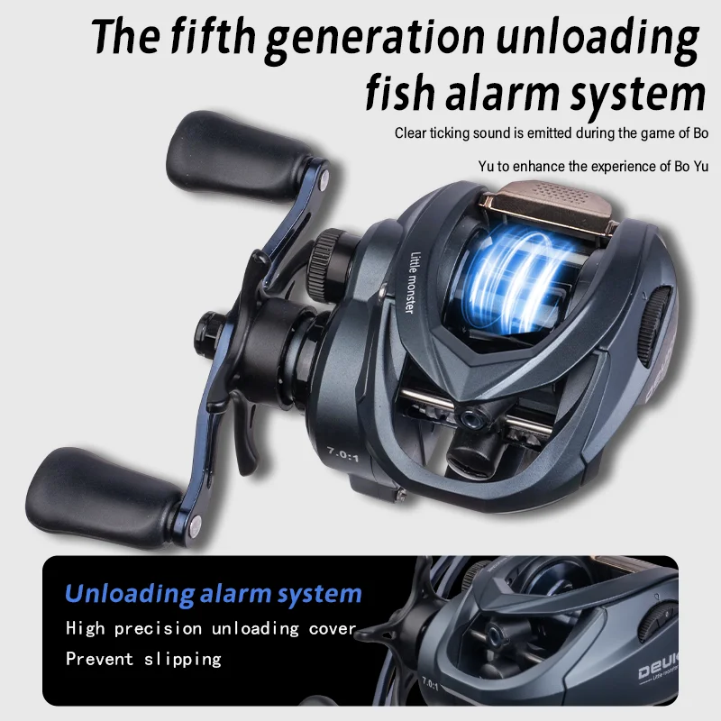 Carrete de Baitcasting ultraligero, sistema de frenado magnético, relación de engranaje 7,0:1, carrete de aluminio de 6KG, bobina de pesca con rodamiento de cerámica de doble arrastre - imagen 3