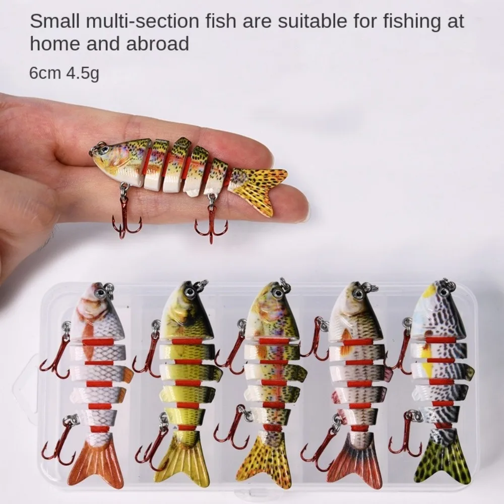 2024 Señuelos de pesca de 6 segmentos para buceo profundo, 6cm, 4,5g, ojos realistas, cebo biónico, ojos 3d, manivela dura de plástico de 5 segmentos - imagen 3