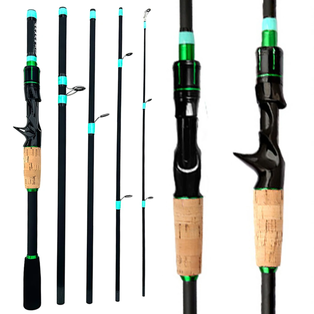 Cañas de pescar con señuelo, 4/5 secciones, 1,8 M/2,1 M, mano giratoria/fundida, cuerpo de fibra de carbono ultraligero, caña de viaje para barco, peso de cebo 3,5g-14g