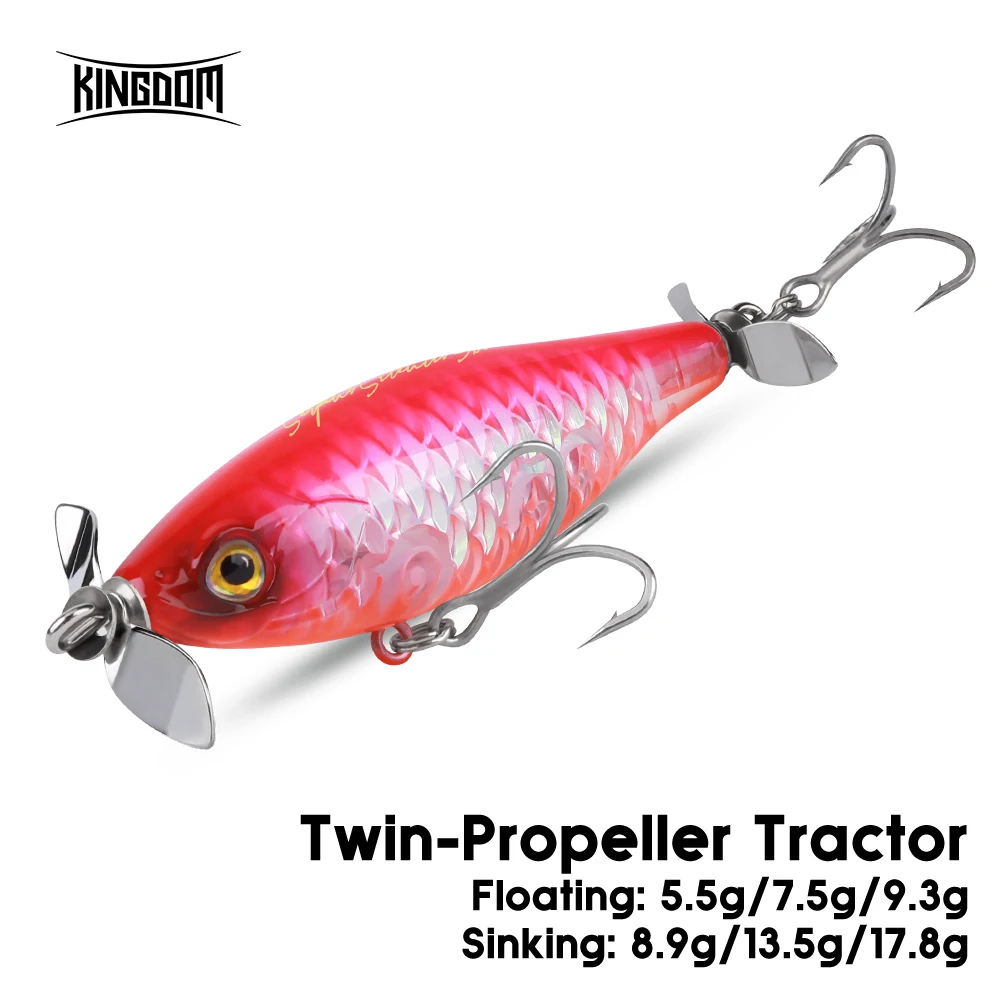 Señuelo Kingdom Twin Propeller – Wobbler duro flotante para agua dulce