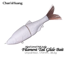 Chan'sHuang, 5 uds., espacios en blanco sin pintar, 17cm, 38,5g, escamas de pescado talladas a mano, cola de filamento, cebo dorado, señuelo de pesca Artificial hecho a mano