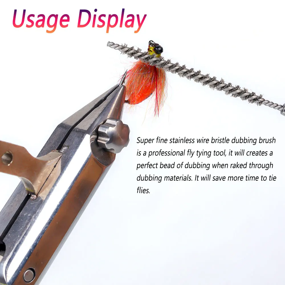 Bimoo-cepillo de alambre inoxidable superfino para atado de moscas, rastrillo a través de materiales de doblaje, herramientas profesionales de atado de moscas, 1 unidad - imagen 3