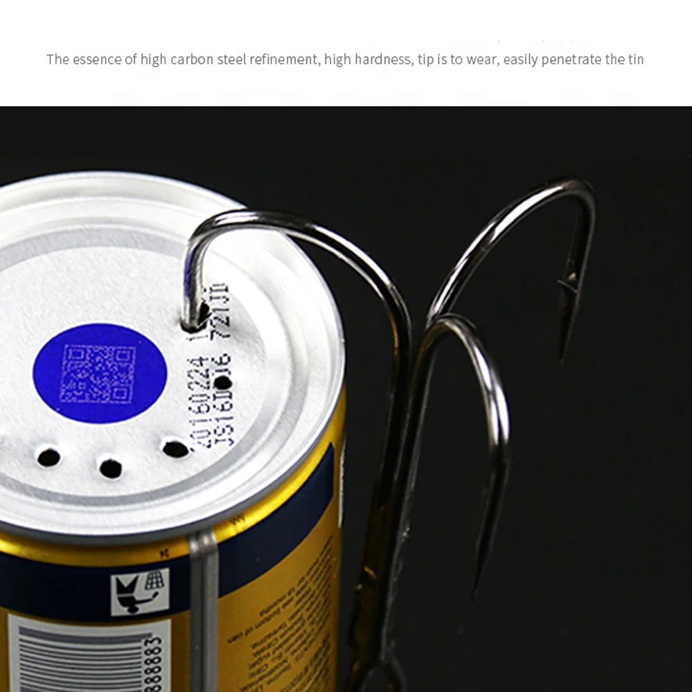 50 unids/caja anzuelo afilado de acero alto de carbono para pesca, anzuelo triple con manivela fuerte, anzuelos de púas para carpa, pesca en el mar, atado de moscas, señuelo 2-14 # - imagen 3