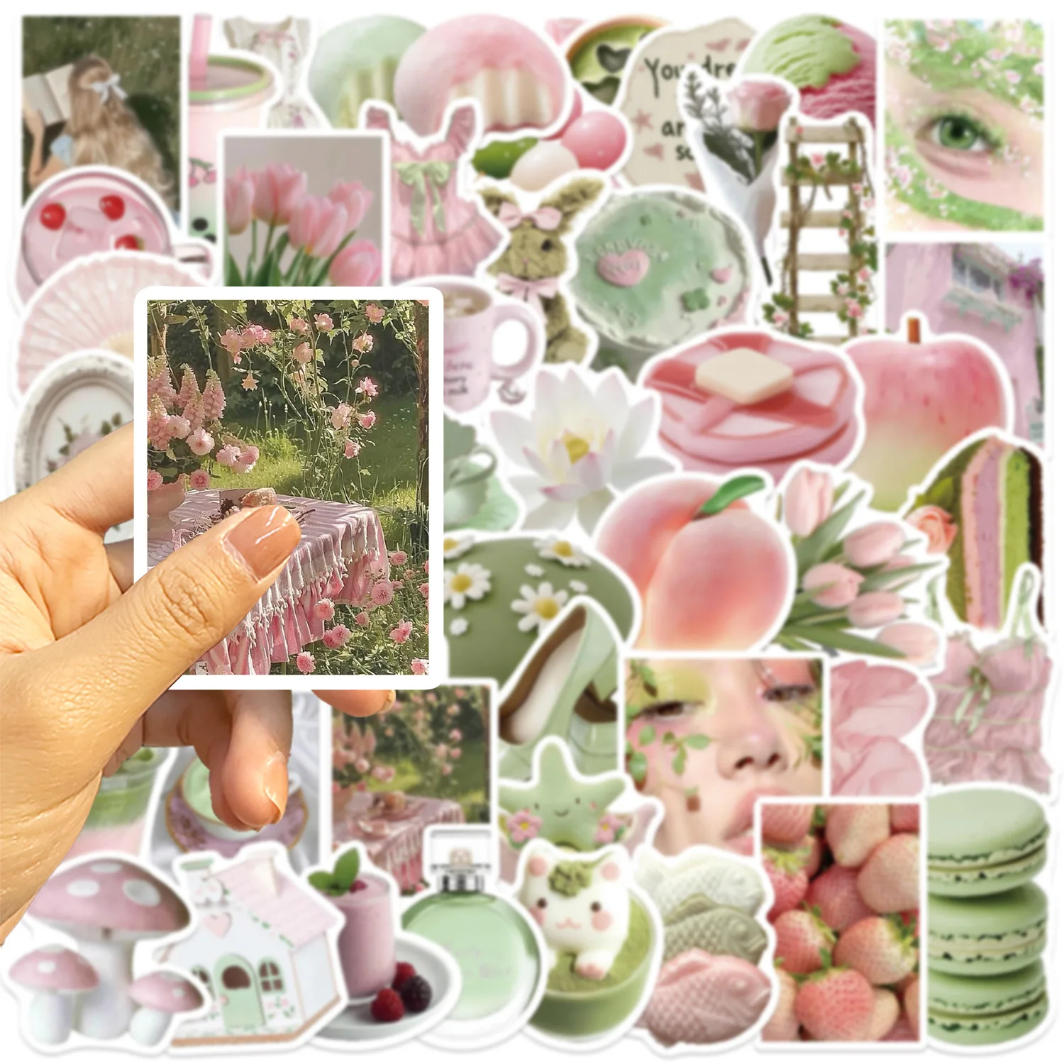 50 Uds. De pegatinas estéticas de arte de ensueño Pastel, bricolaje, teléfono, guitarra, portátil, maleta, taza, pegatinas impermeables - imagen 5