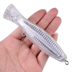10 Uds. Popper Wobbler en blanco grande Isca dura Artificial señuelo de pesca Topwater tiro largo Crankbait cebo de pesca Lucio señuelo de lubina 37g