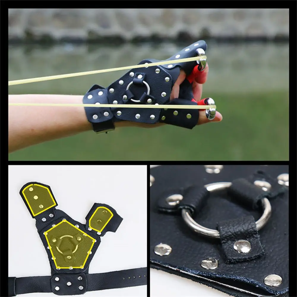 Brazaletes de pesca de mano izquierda/derecha para tiro al aire libre, arco de tiro con arco, tirachinas, catapulta, mano protectora - imagen 2