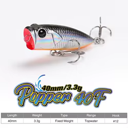 TSURINOYA-señuelo de pesca Popper de superficie CATCHER 40F 40mm 3,3g, cebos de peces falsos Topwater para trucha, lubina, cebos duros artificiales