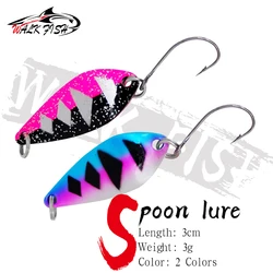 WALK FISH-señuelo tipo cuchara de pesca, 3g, 3cm, superficie curva colorida, lentejuelas para trucha en forma de cuchara, Baitiao, señuelo duro Artificial, equipo de pesca