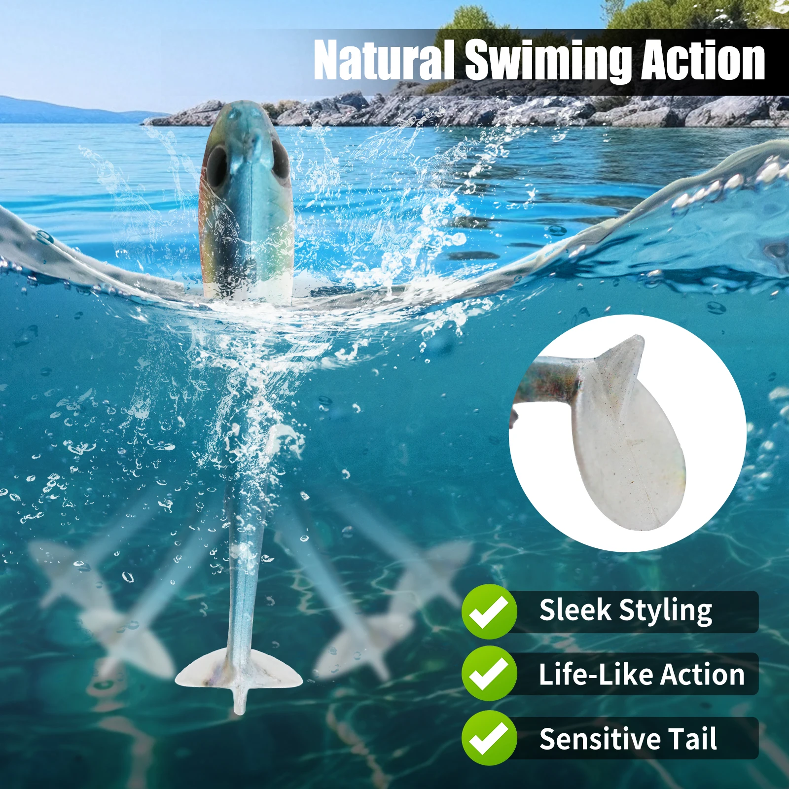 Señuelos de pesca de 9KM Swimbait Jig Head Spinners de agua salada señuelo de plástico suave de silicona con hoja para agua dulce - imagen 5