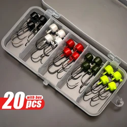 ANFS 20 piezas Ned Rig Jig Hook Set: cabezales de plantilla de setas Finesse para señuelos blandos, plantillas de manivela para trayectoria de cebo mejorada