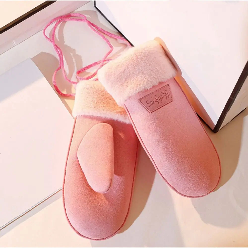 Guantes Halter acolchados de terciopelo de gamuza para mujer, cálidos, de lana térmica, transpirables, gruesos, para bicicleta, pantalla táctil, esquí - imagen 2