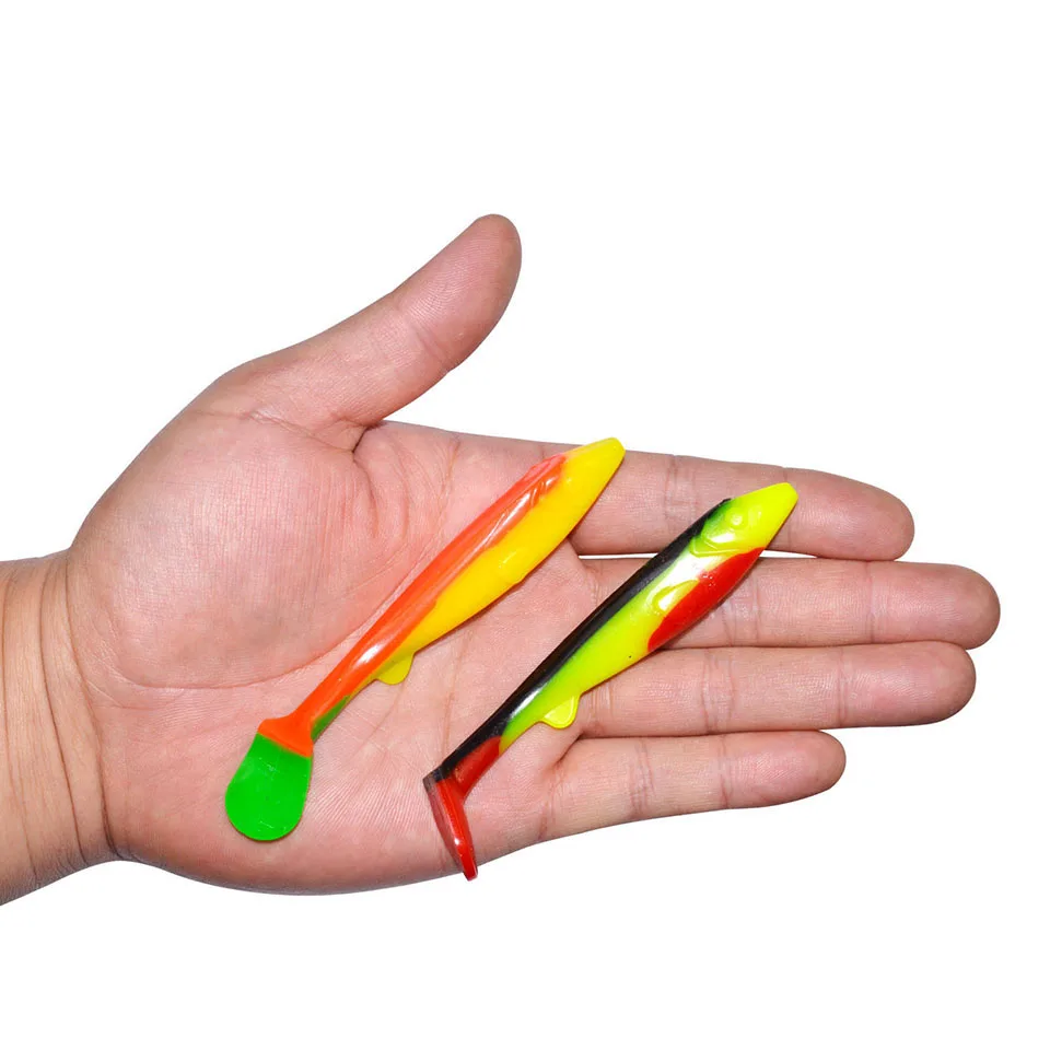 WALK FISH-señuelo de pesca suave de 3 unids/lote, 100MM/8,4G, cola en T de silicona Artificial de colores, cebo de natación, pargo, carpa, lubina - imagen 4