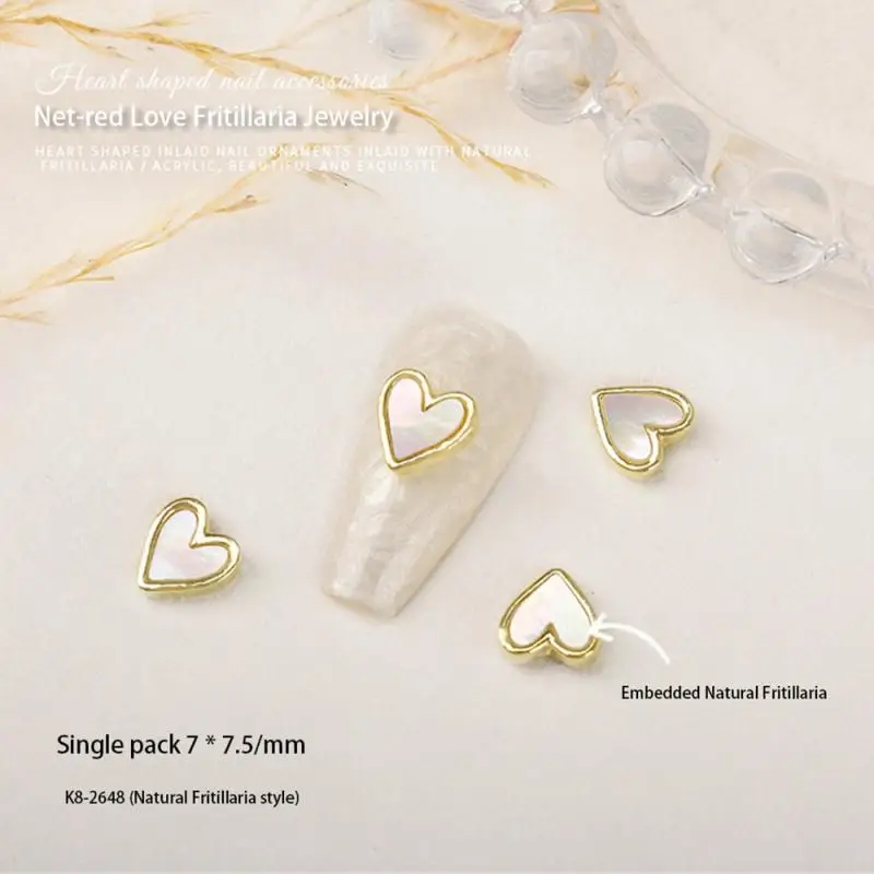 Diamantes de imitación en forma de corazón para manicura, 1/2/4 piezas, dorados/plateados, de aleación, varios colores - imagen 3