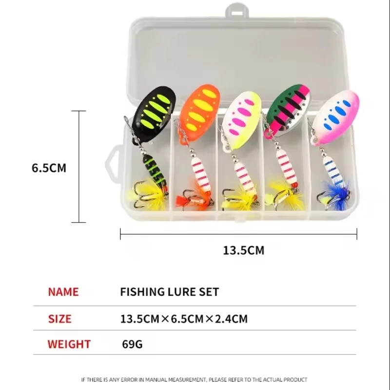 Cebo de Metal giratorio de 7,5G, Señuelos de Pesca con lentejuelas coloridas, juego de Crankbaits realistas, Kit de cebos giratorios de Metal duro para lubina, trucha, salmón - imagen 3
