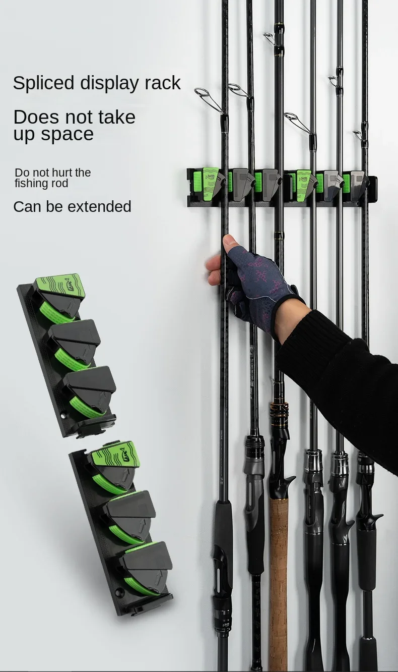 Soporte de pared para cañas de pescar YOUXIU en posición horizontal
