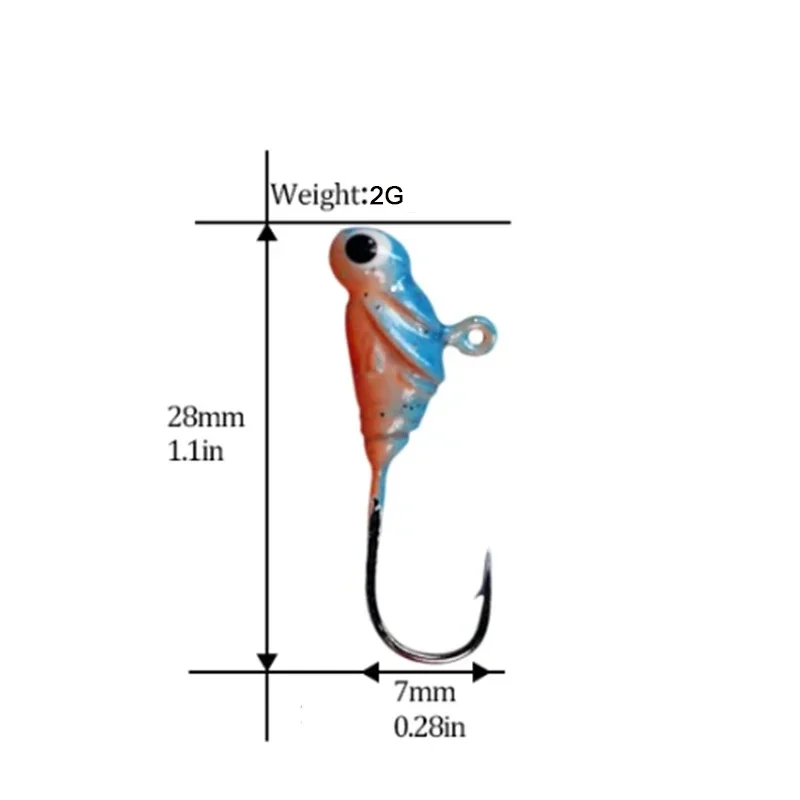 TAKEDO 2G 28MM Anzuelo de pesca en hielo 10 #   Micro anzuelos con cabeza de anzuelo, Señuelos de pesca en hielo, cebos de plantilla, pesca de invierno, lubina de agua dulce, carpa, trucha - imagen 3