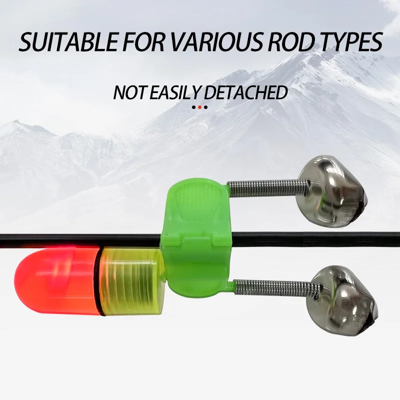 Alarma de picadura de pescado Led, caña de pescar nocturna, cebo para morder, luz de alarma, doble campana, anillo, Clip, alertador para accesorio de pesca, 3 uds. - imagen 2