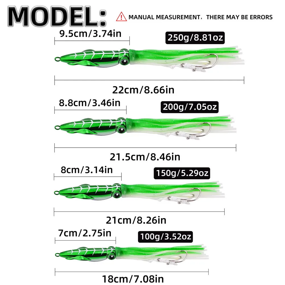 1 unidad 100g 150g 200g 250g cabeza de Metal Inchiku Jig alambre cebo falda de pulpo Pesca Jigging señuelo Artificial Pesca Leurre cebo duro - imagen 2