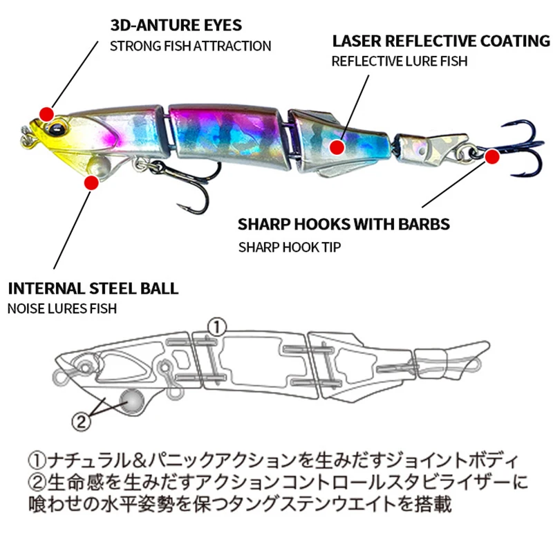 LureBait-cebo duro de simulación de pececillo de pescado de varias secciones, Popular, de largo alcance, 9cm, 6g, cebo falso, equipo de pesca - imagen 5