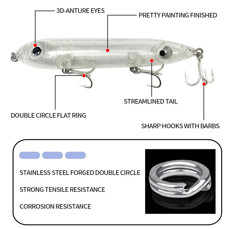 Señuelos de Pesca con lápiz flotante grande, 126mm, 26g, cebo Artificial de agua superior, Wobbler de Pesca para carpa, equipo de Swimbait para caminar al perro - imagen 5
