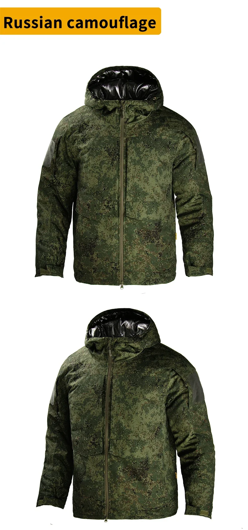 Puños ajustables con velcro y cremallera bidireccional de la chaqueta táctica