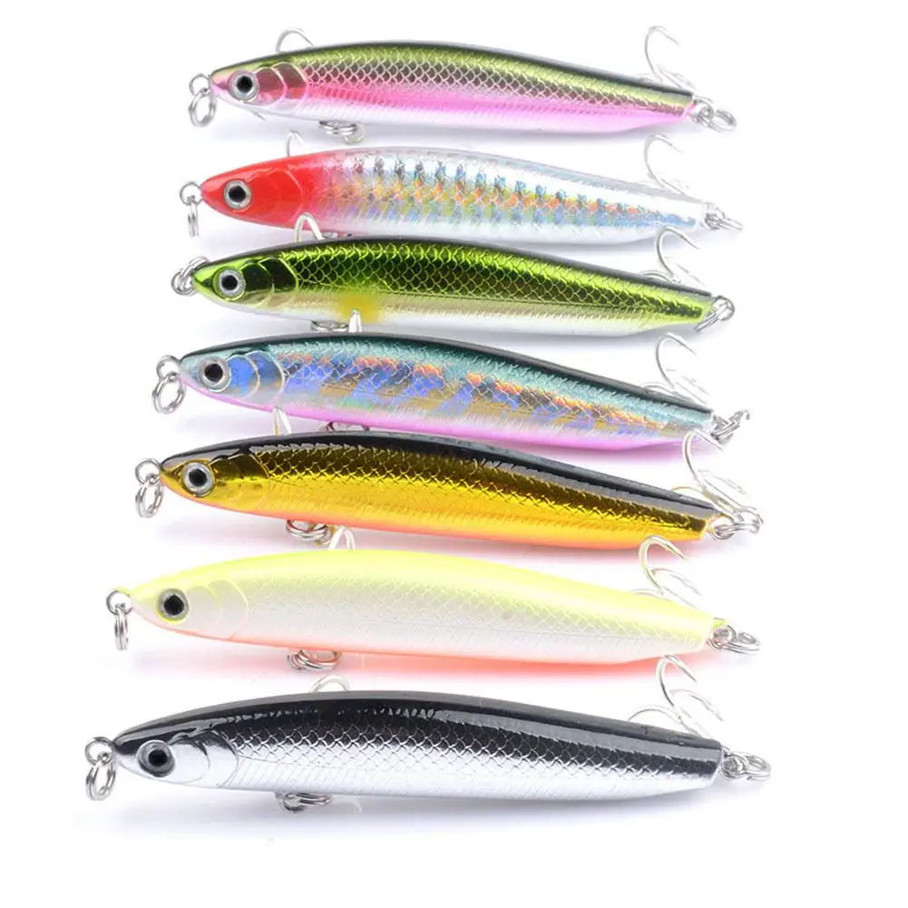 Cebo de pesca Artificial Minnow con anzuelo triple fuerte, ojos 3d de fundición larga, señuelo falso, equipo de pesca, señuelo de lápiz duro, 18g/14g - imagen 3