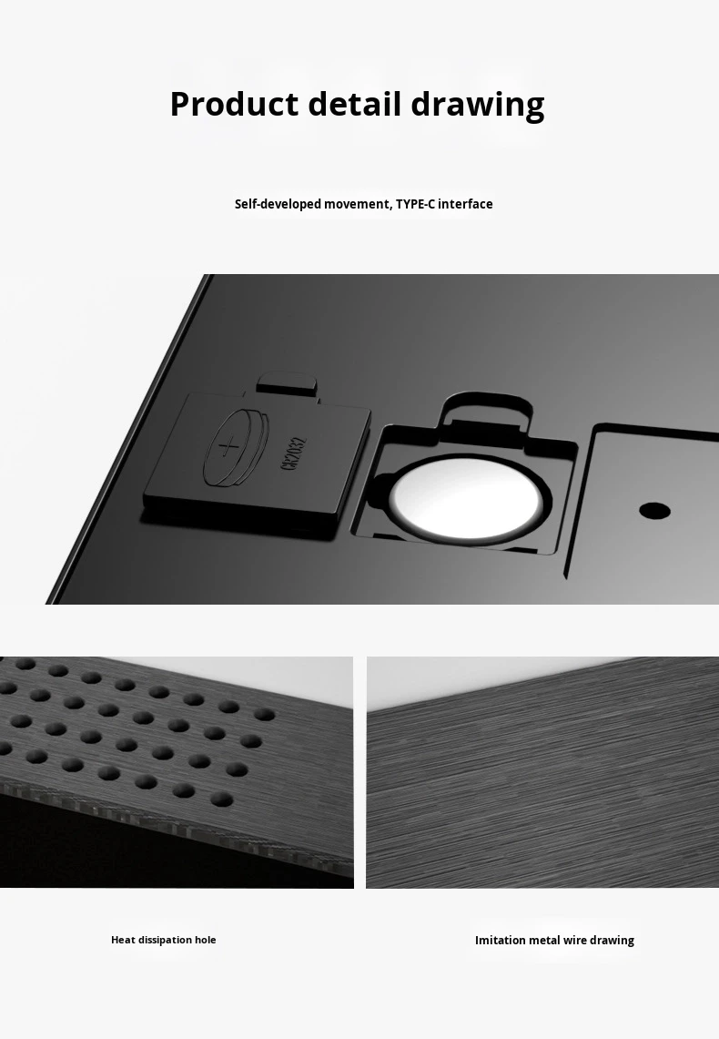 Reloj de pared digital tipo-C con temperatura, fecha y alarmas - imagen 3
