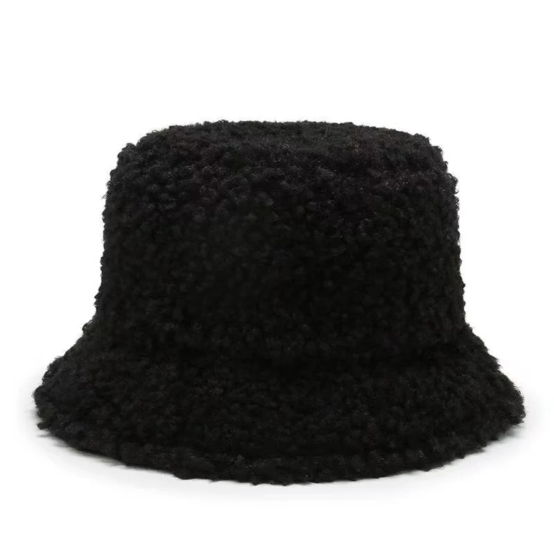 Gorros de pescador de piel sintética de lana de cordero para mujer, sombreros de cubo cálidos, gorros de felpa gruesos para exteriores, mantener el calor, gorros de pesca Unisex, Invierno - imagen 4