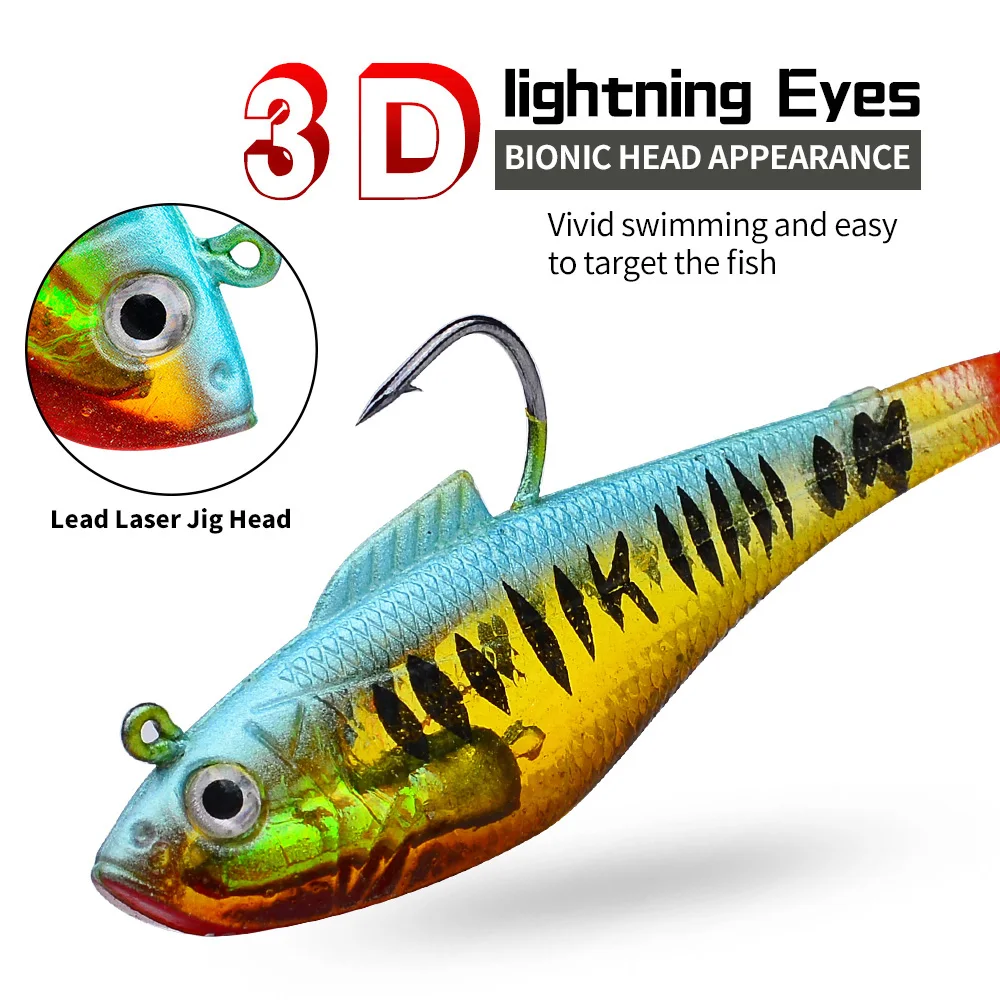 PROBEROS 5 señuelos de pesca blandos de primera calidad con plantilla, cebo Wobblers realista con anzuelos fuertes, perfecto para agua dulce y salada - imagen 5