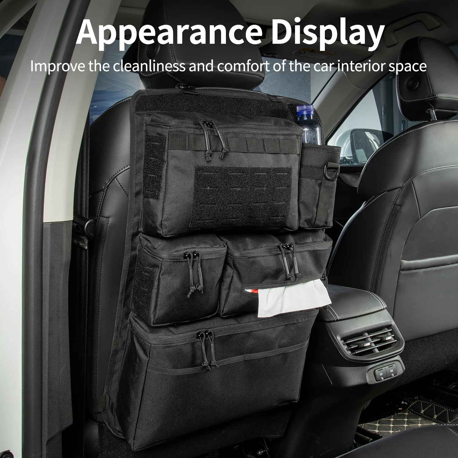 Bolsa de almacenamiento táctica trasera montada en vehículo diseñada para guardar equipos de pesca y cables. Suspendido multifuncional