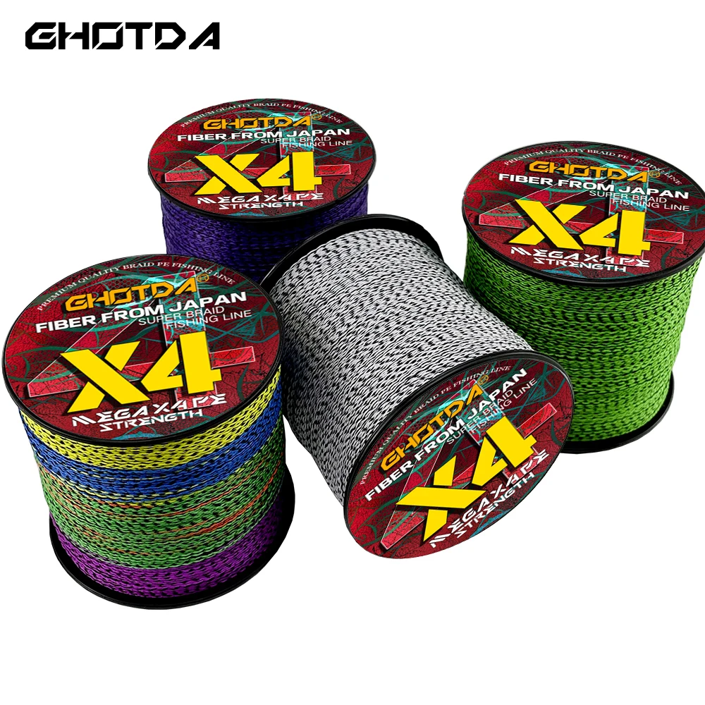 GHOTDA-accesorios de pesca de carpa, hilo trenzado multifilamento, 4 hebras, 8 hebras, 300m, PE, 0,16mm-0,50mm, 22lb-80lb - imagen 2