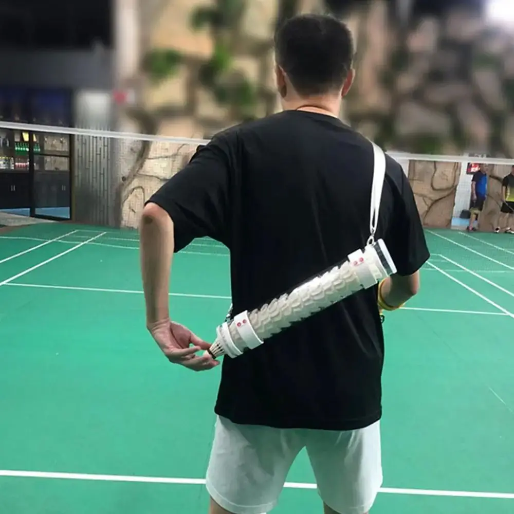 Tubo de almacenamiento de volantes magnéticos, barril transparente, cilindro de bádminton, correa de hombro duradera, soporte para pelotas de bádminton - imagen 5