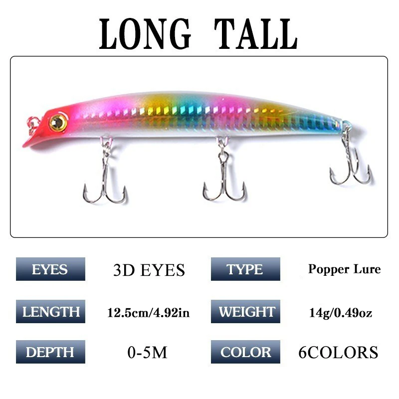 6 uds pesca Popper mar flotante señuelo Topwater Jerkbait cebo duro Artificial para Lucio carpa aparejos de pesca ﻿ - imagen 2