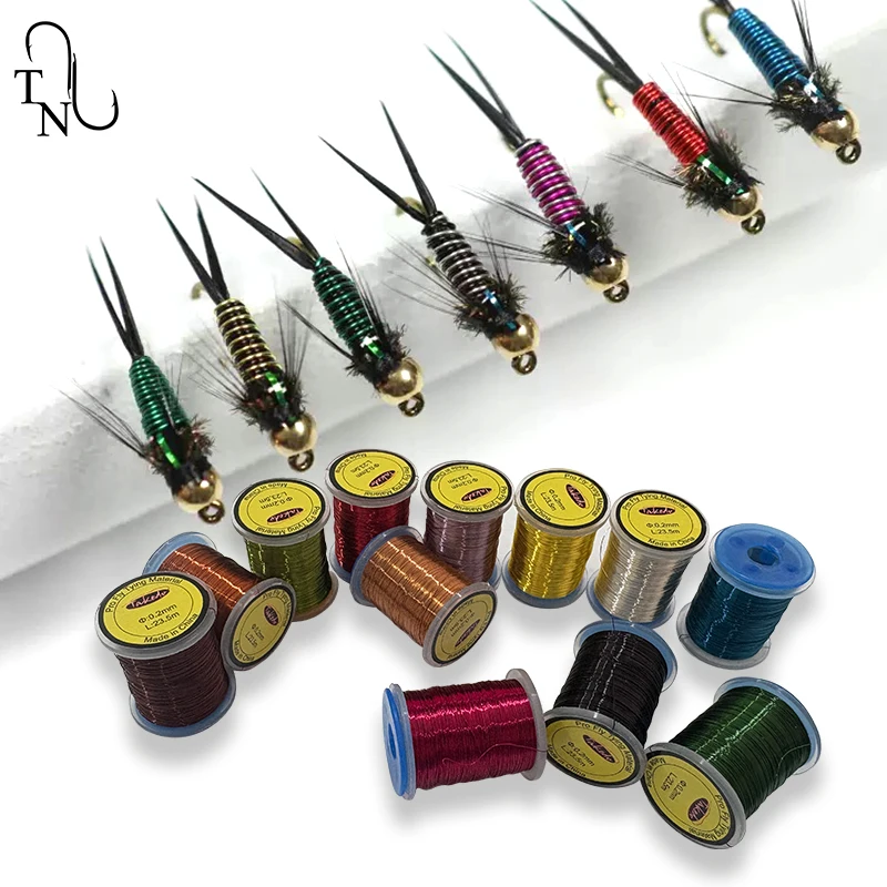 TN92 0,2 MM 23,5 M Pro cebo de pesca con mosca Material de atado alambre de cobre moscas señuelo atado hilos línea de pesca con mosca - imagen 2