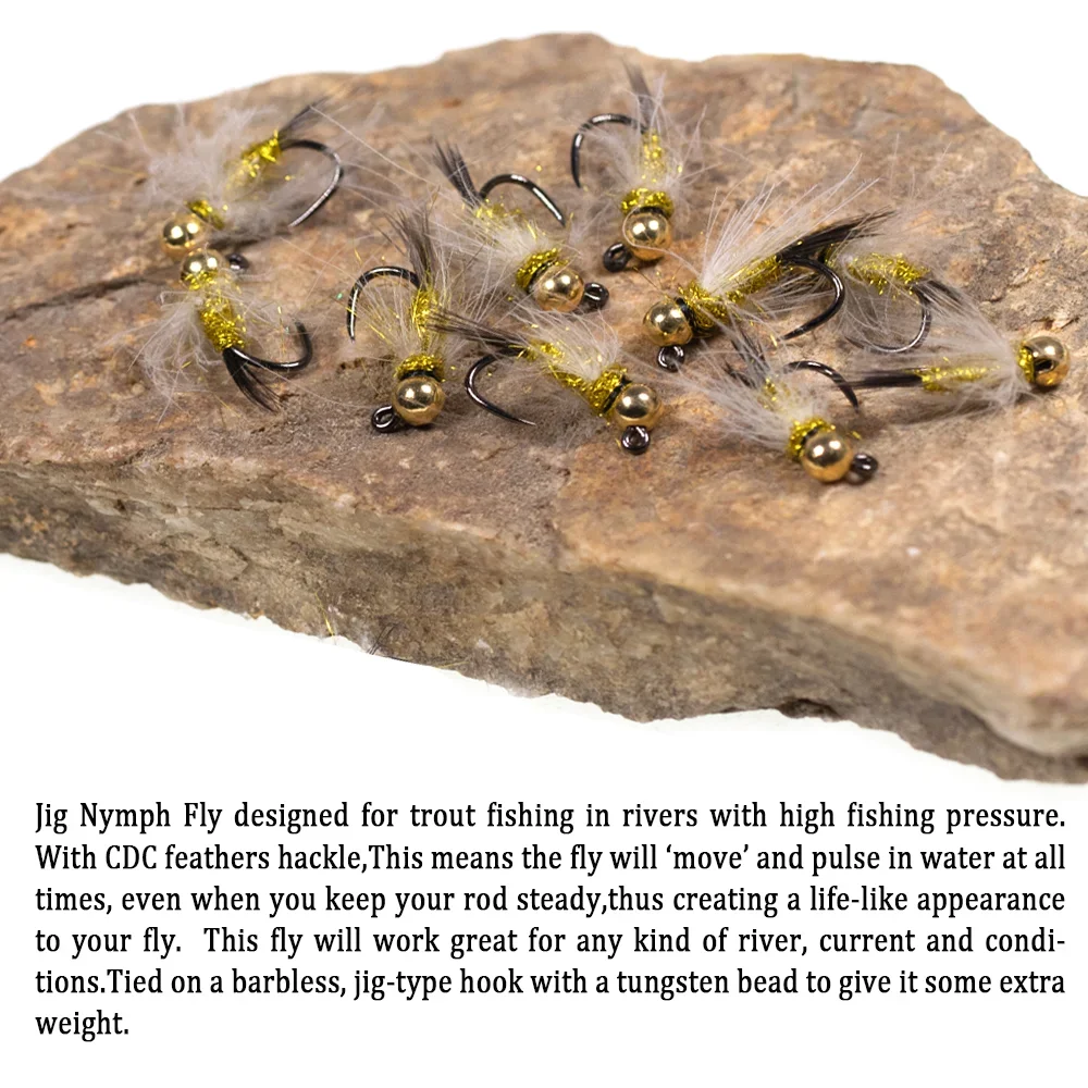 Wifreo-anzuelo de pesca con cuentas de tungsteno, 6 piezas, ninfa, Mosca, CDC, pesca, trucha, hundimiento rápido, cebos #12 - imagen 5