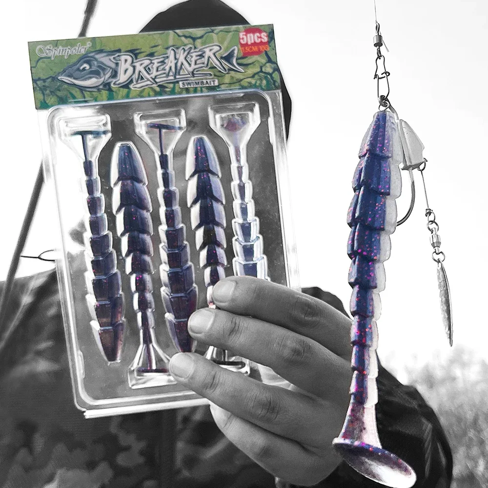 Spinpoler Breaker 7cm 9cm 11,5 cm cebo suave señuelo de pesca paleta T cola palo gusano salado sábalo Swimbait Wobbler lubina trucha - imagen 3