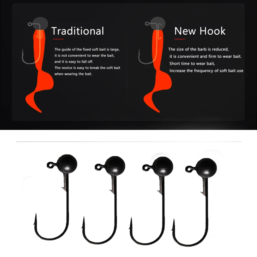 WATER SNIPER-anzuelo de pesca de 4 piezas, 7g, 9g, 4,2g, bola redonda, ganchos de tungsteno, señuelo de gusano suave, accesorios de pesca - imagen 2