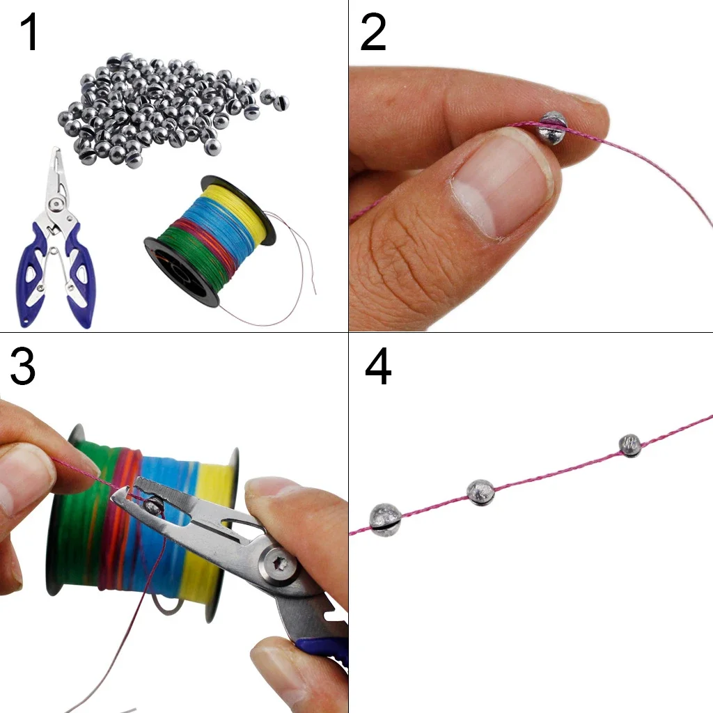 Juego de pesas de plomo para morder abierto, pesas de pesca de 205-0,2g, 5 tamaños, aparejos auxiliares de plomada, 0,8 unids/lote por caja - imagen 2