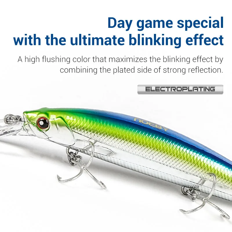 Noeby-señuelo de pesca de pececillo pesado, 110mm, 36g, galvanoplastia que se hunde, Jerkbait, cebo duro Artificial, señuelos de pesca de agua salada - imagen 5