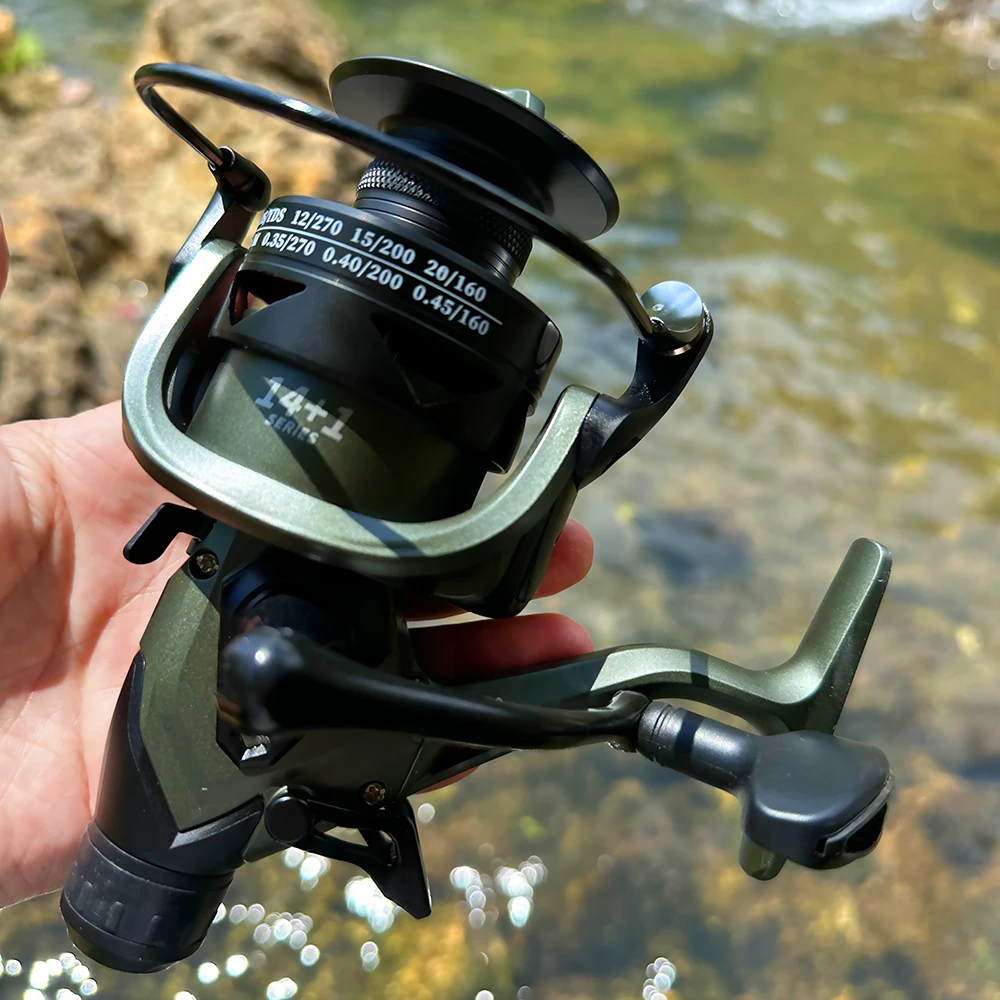 Carrete de pesca de carpa 3000-6000, doble fuerza de descarga, rueda giratoria de freno delantero y trasero, relación de engranaje 5,5: 1, carrete de pesca de largo alcance - imagen 5