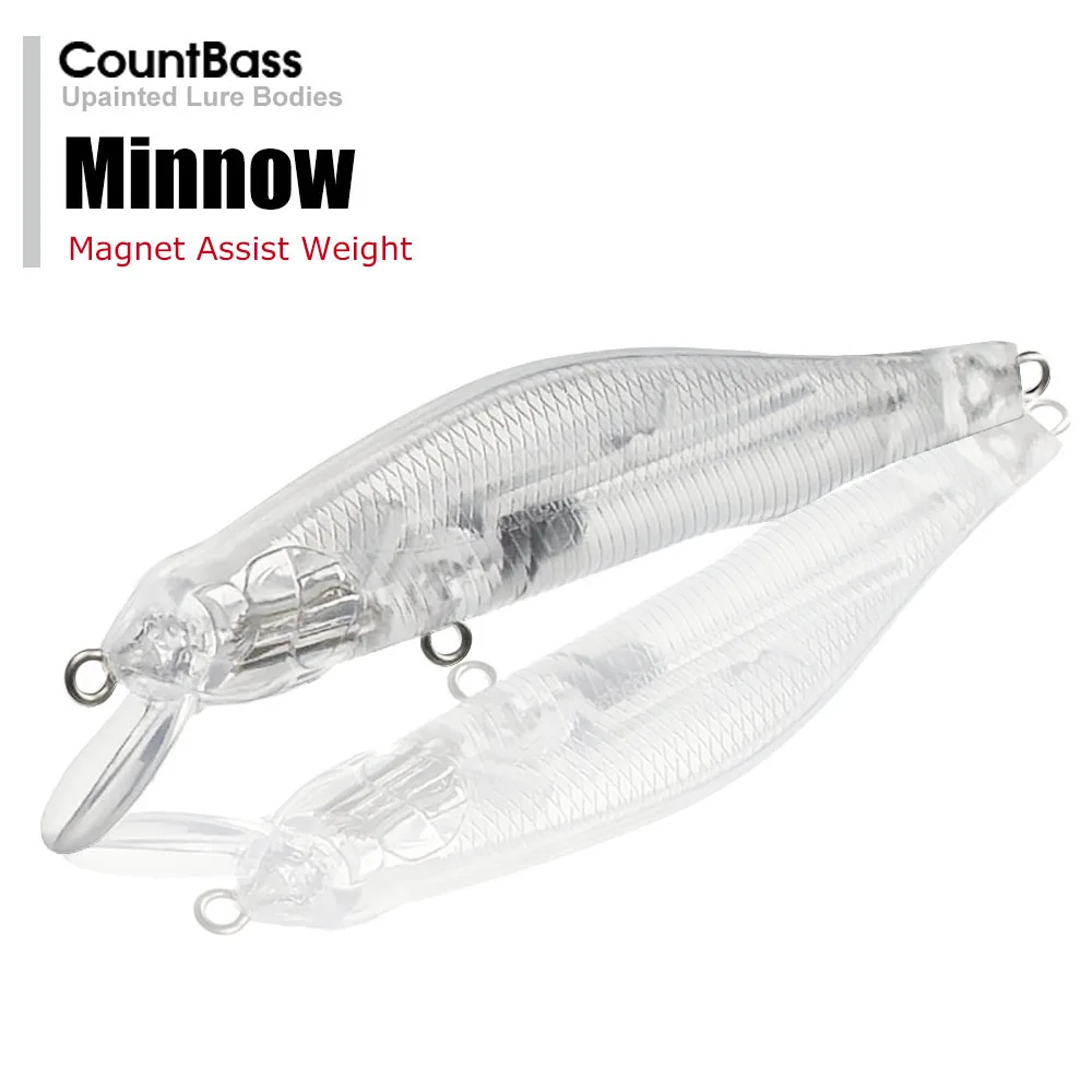 Countbass-señuelos duros en blanco que se hunden, sistema magnético, 80mm/3,2 ", 90mm/3,5", 110mm/4,3 ", cebo de pesca sin pintar, Wobblers de pececillo, 10 Uds. - imagen 2