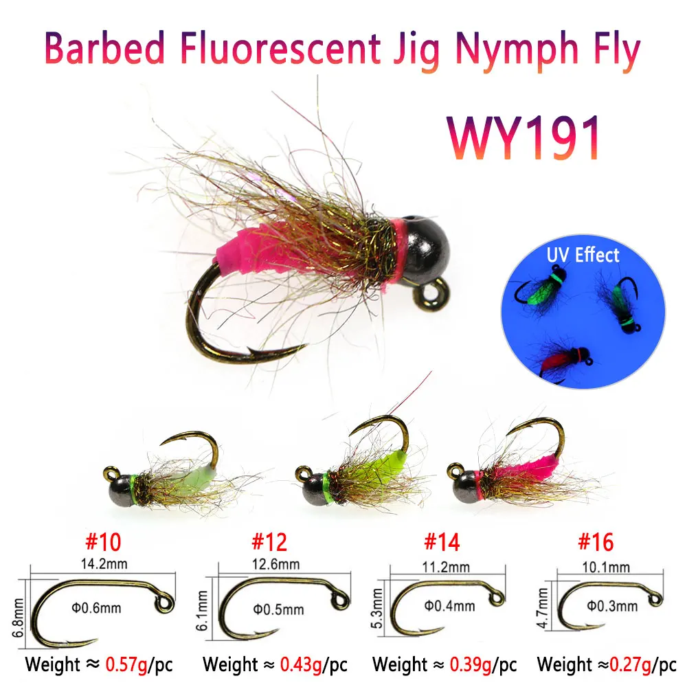 Bimoo 5/6 piezas # 10~ # 16 plantilla de púas Ninfa Jig Squirmy gusano Jig Bugger mosca hundimiento rápido húmedo Euro Perdigon Ninfa trucha Señuelos de pesca - imagen 3