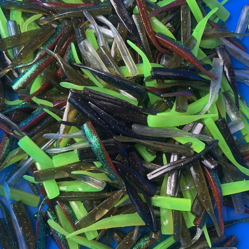 HAIMALUO-señuelo de pesca giratorio de silicona, cebo suave de gusano de dardo, 20 piezas, 55MM, 65MM, lubina de agua salada y dulce - imagen 3