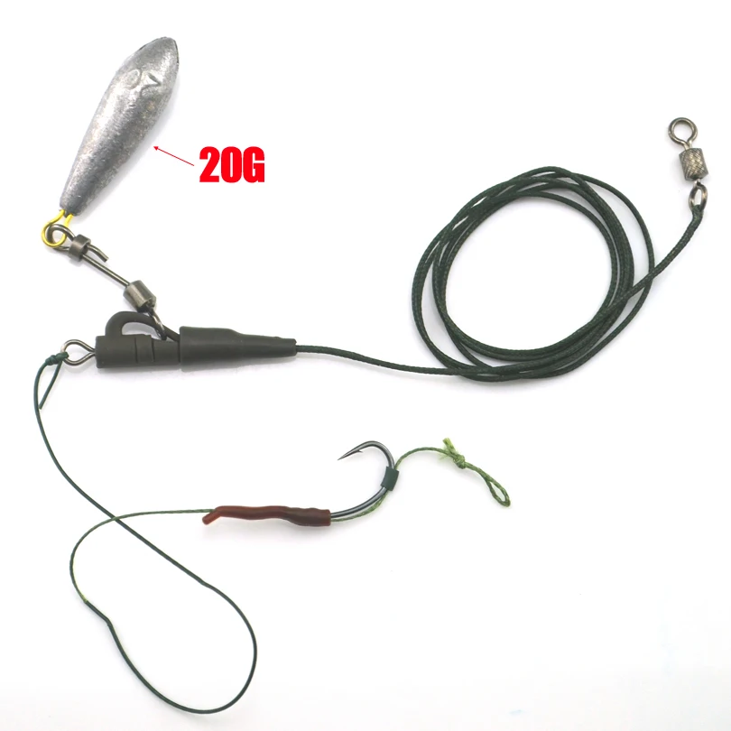 MNFT-aparejo de pesca de carpa hecho a mano, aparejos terminales, aparejo de pelo Chod para carpa, línea de pesca, grupo de pesca 6 #8 # anzuelos, 1 Juego - imagen 4