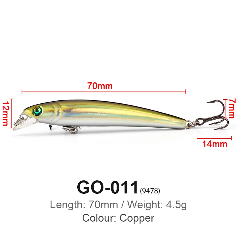 Alta calidad 70mm 4,5g Wobbler cebo artificial duro trucha Bluegill señuelo de pesca de hundimiento lento calidad profesional Jerkbait Minno - imagen 3
